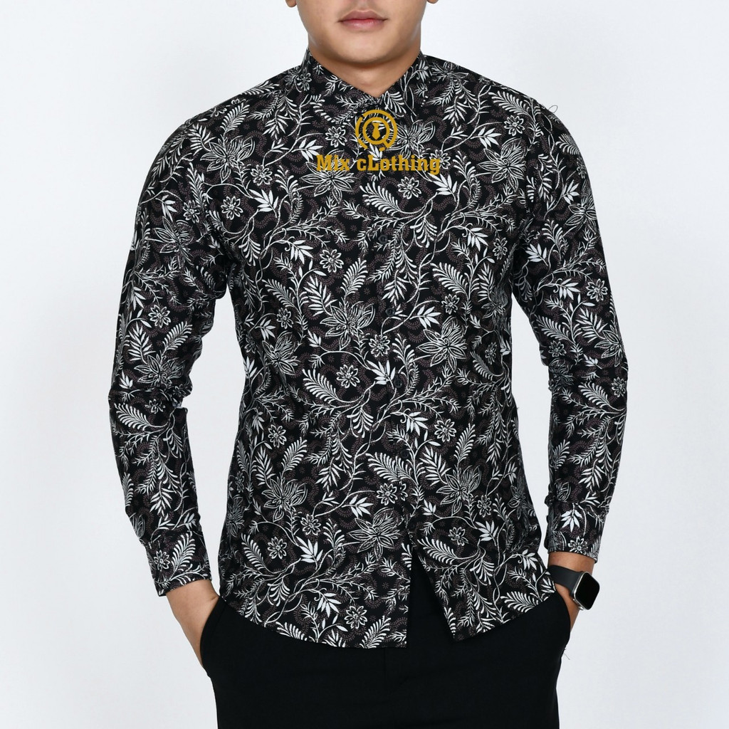 Baju Batik Pria Slimfit Kemeja Lengan Panjang Slim Premium Kode 1841