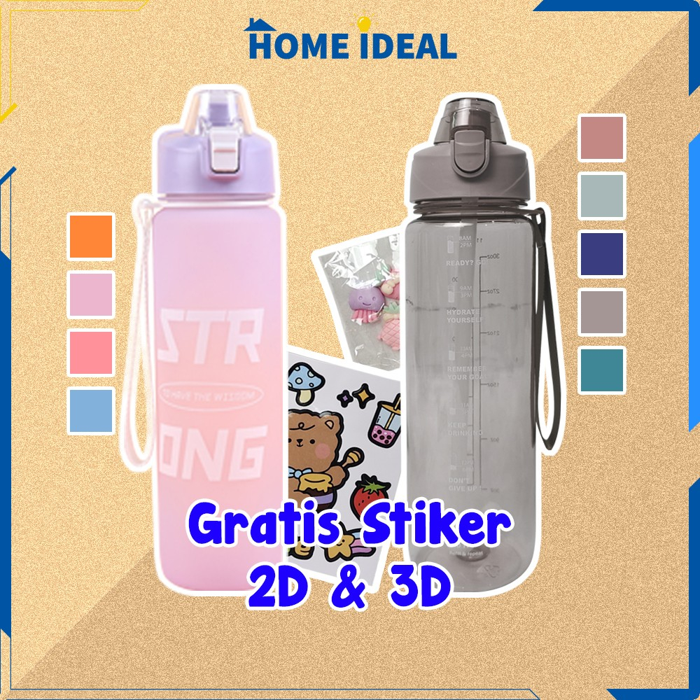 Botol Motivasi dengan Tutup Flip 1000ML / Sport Bottle Botol Minum Tumblr Air 1 Liter / Botol Minum 