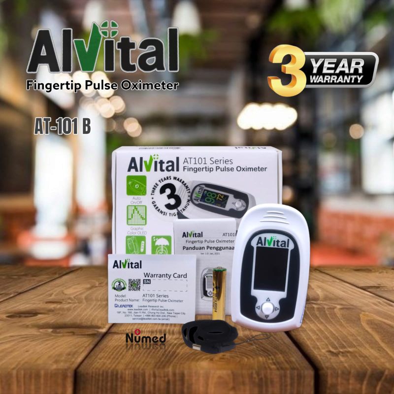 Pulse Oximeter Original Alvital AT101 Series With Alarm Pengukur Kadar Oksigen Dalam Darah