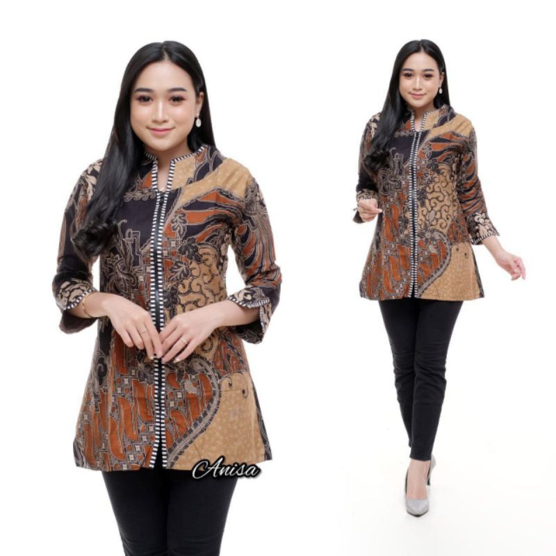 Blouse Batik Wanita Baju Batik Kerja Seragam Wanita Kantor Couple Batik Hem Blus