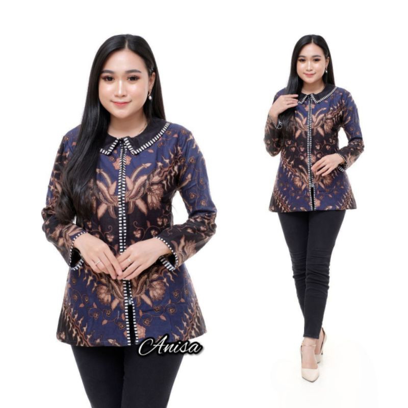 Blouse Batik Wanita Baju Batik Kerja Seragam Wanita Kantor Couple Batik Hem Blus