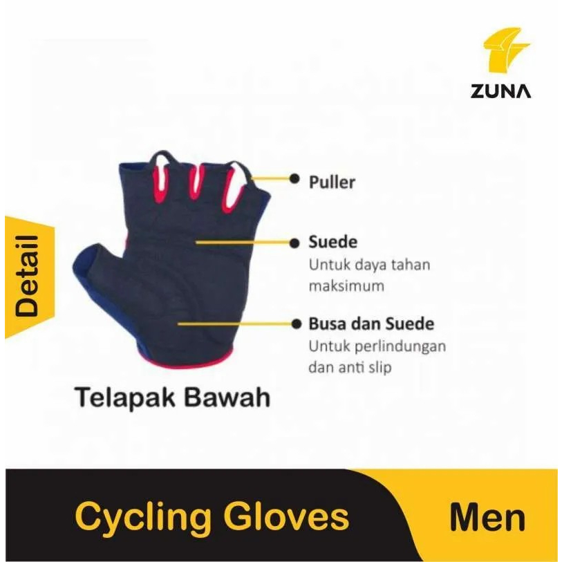 SARUNG TANGAN ZUNA MEN WARM IN ACTION 2 CYCLING GLOVES HALF FINGER