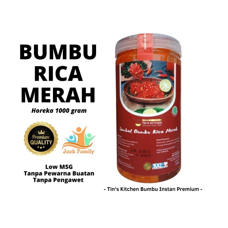 

BUMBU RICA HIJAU RICA MERAH HOREKA 1KG BUMBU INSTAN TINS KITCHEN LOW MSG TANPA PENGAWET