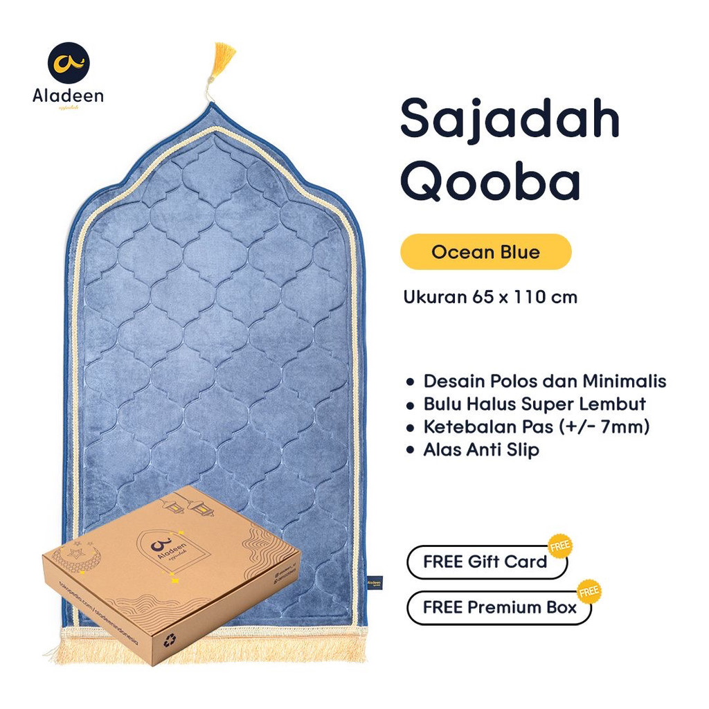 Sajadah Aladeen (QOOBA) - OCEAN BLUE Size Dewasa FREE Kartu Ucapan