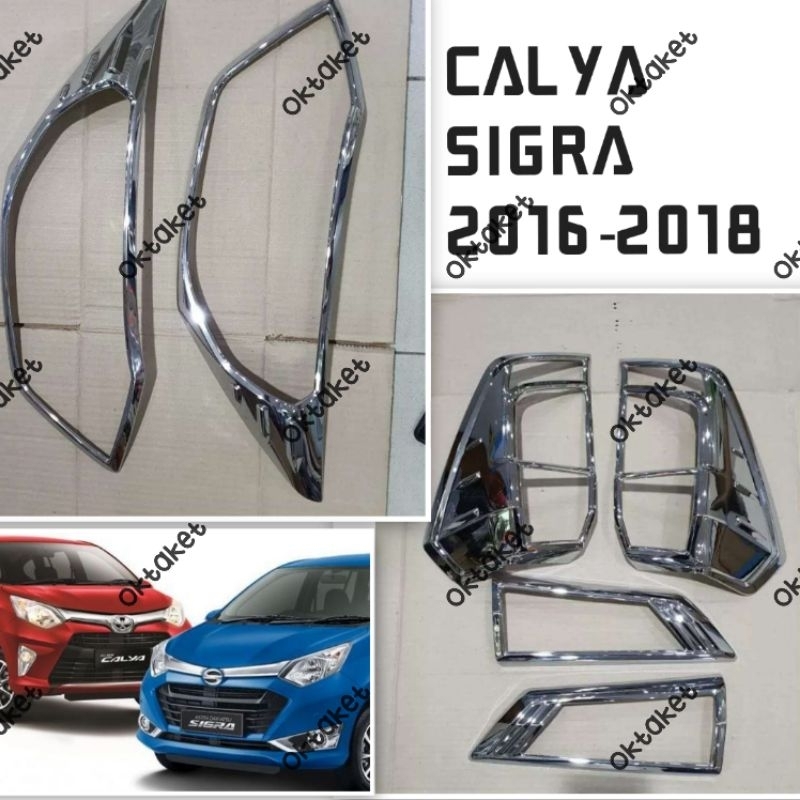 paket garnish depan belakang Calya Sigra 2016 2017 2018 hitam dop chrome glossy