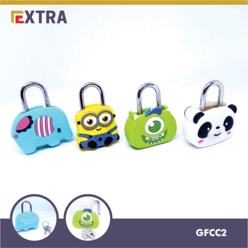 Gembok Koper Tas Hias 33Mm Karakter Gajah Minion Monster Panda
