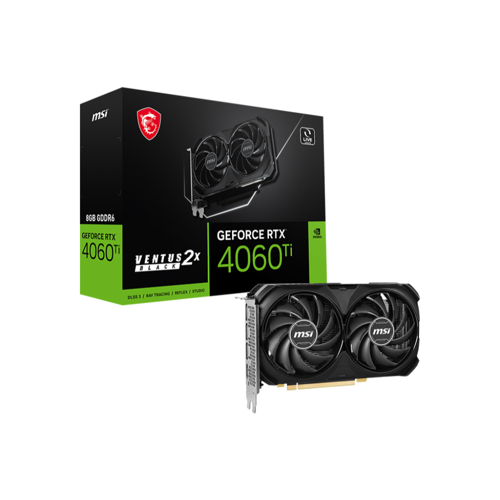 MSI GeForce RTX 4060 Ti VENTUS 2X BLACK 8GB OC GDDR6 - ADA Lovelace VGA RTX4060TI DDR6