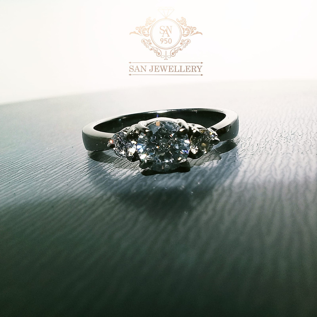 Cincin tunangan wanita hitam emas palladium platinum perak kawin nikah 30