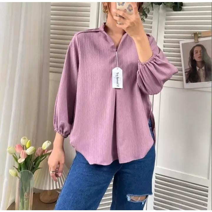 LIVIA BLOUSE WANITA LADY CRUSH | OUTER BABY CRUSH | ATASAN WANITA LENGAN PANJANG