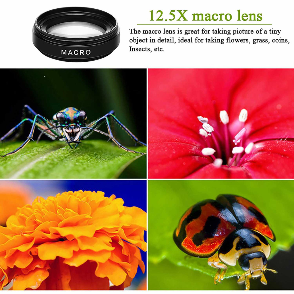 Lensa Kamera HP Smartphone 2 in 1 Macro 12.5X Wide 0.45X Lensa Tambahan Pembesar Objek Aksesoris Handphone