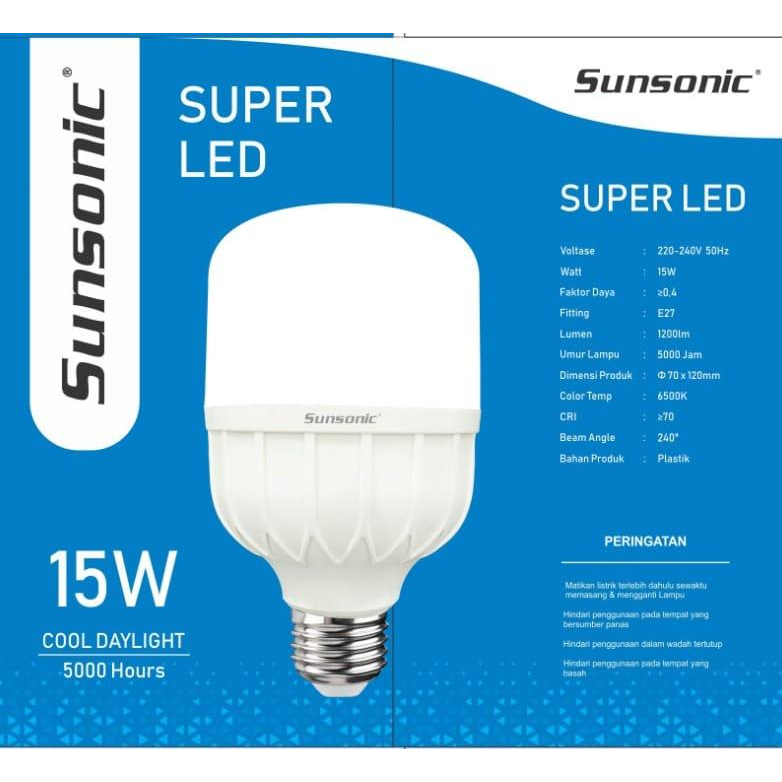 Lampu Sunsonic LED Capsule Kapsul Tabung 15W 15 Watt Cahaya Putih - 15 Watt Super LED