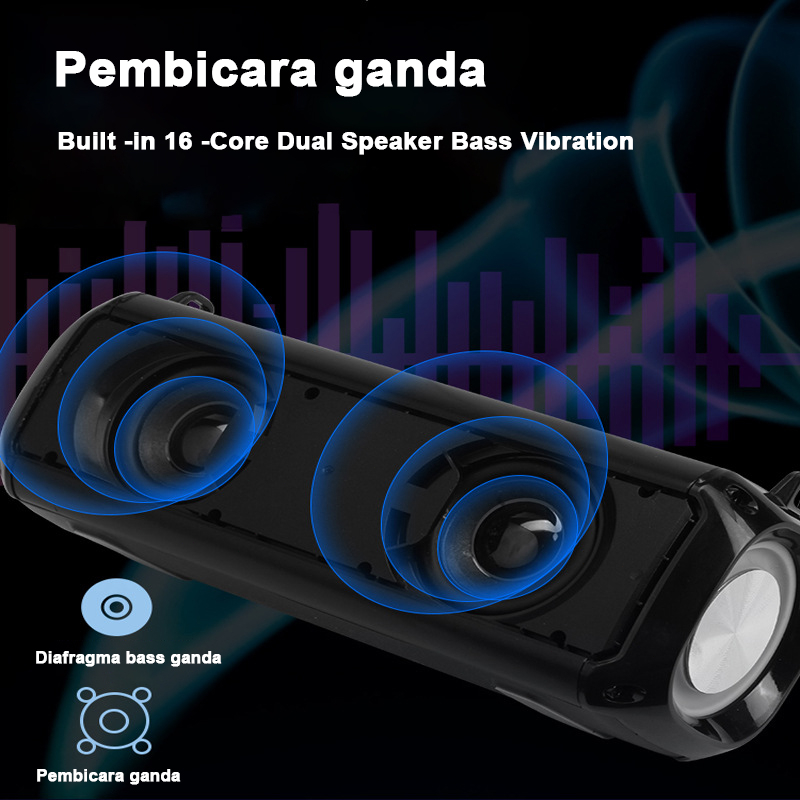 [BISA COD] Speaker Bluetooth Wireless With Belt Portable Stereo Music Speaker Original 100% Waterproof Speaker Bluetooth Super Bass