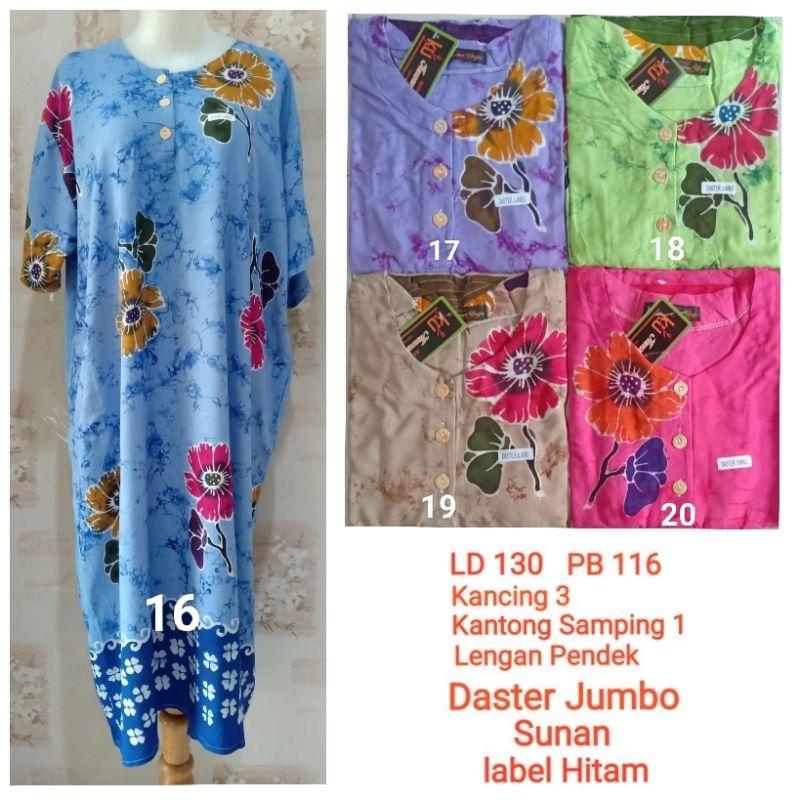 Daster Kencana Ungu Jumbo Sunan LD 130 cm label Hitam