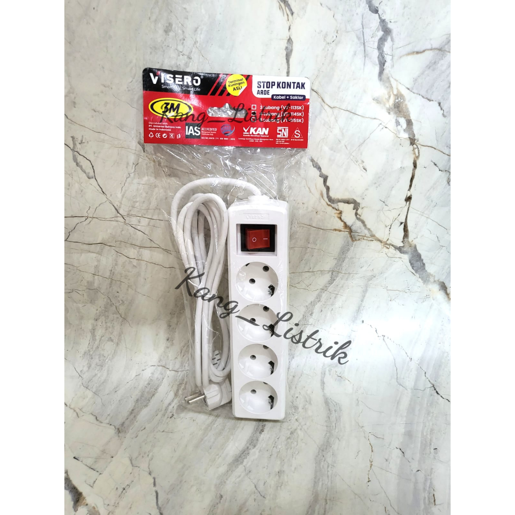Stop Kontak + Saklar Visero 4Lubang 3Meter