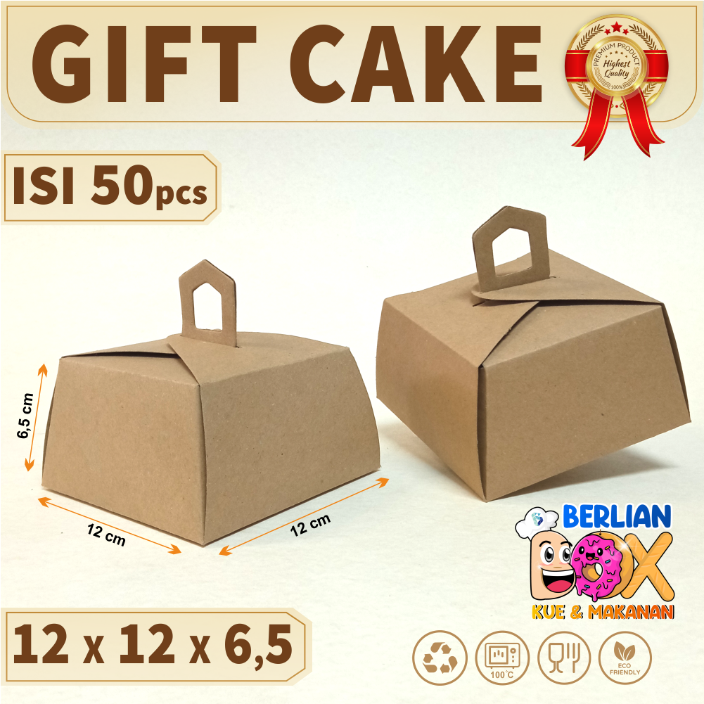 

Gift Cake Box Kraft 12X12 cm / Dus Kue / Box Snack Gable Box Coklat