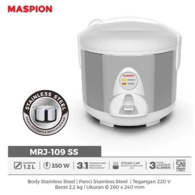 MASPION RICE COOKER 1,2 LITER MRJ 109 SS