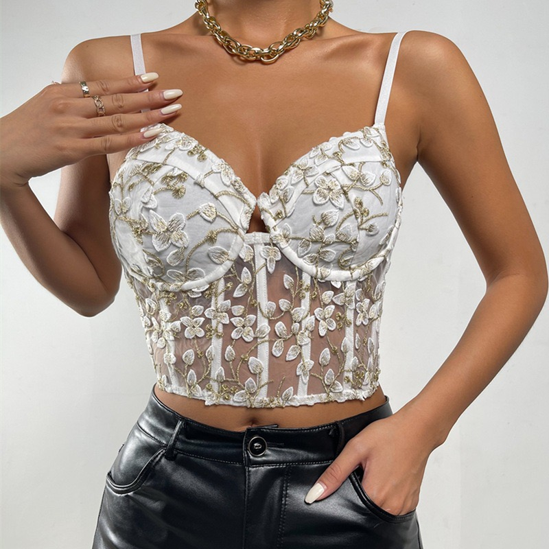 Vintage Corset TankTop Floral Lace ( S - L ) 2308