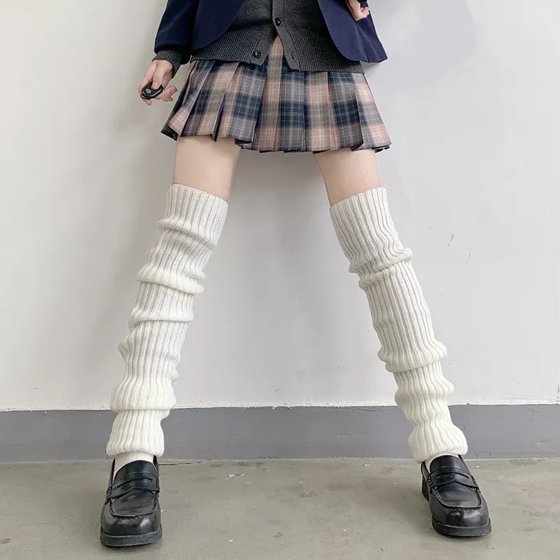 KAOS KAKI KERUT TEBAL RAJUT WINTER MUSIM DINGIN WANITA SEKOLAH JEPANG LOLITA FASHION HARAJUKU PENGHANGAT KAKI