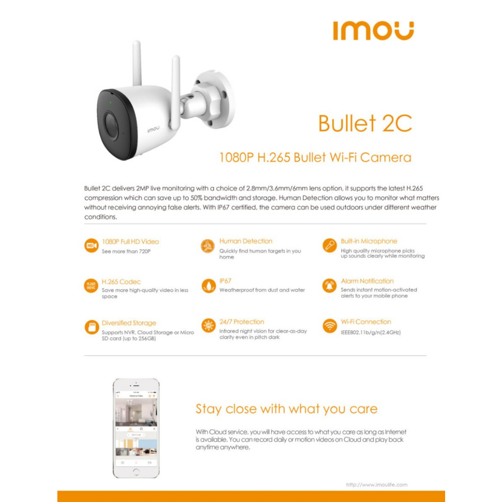 IMOU BULLET 2C-D IPC F22P 2MP WiFi Wireless IP camera Dahua CCTV outdoor