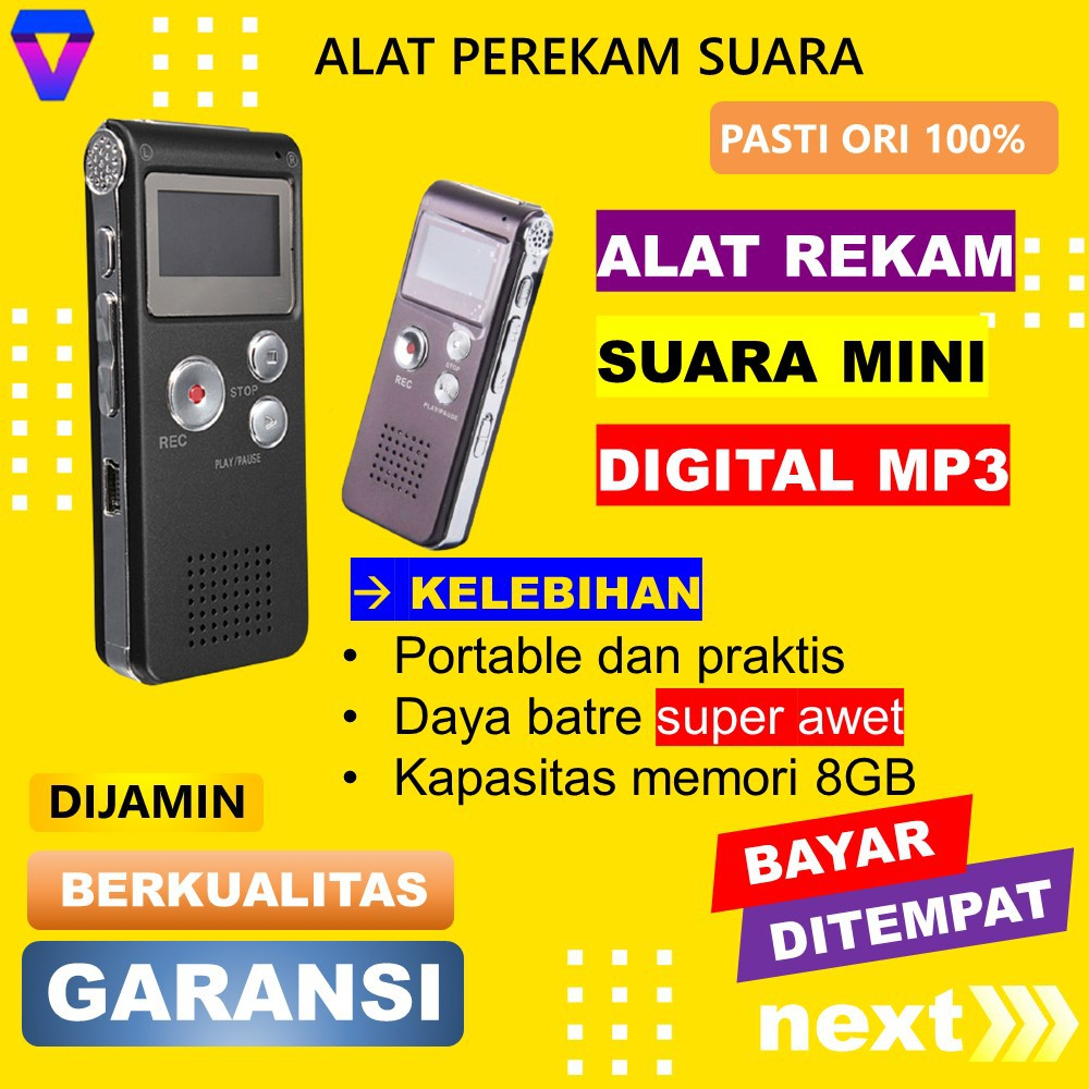 PEREKAM SUARA MINI TERSEMBUNYI VOICE RECORDER ALAT SADAP PENYADAP SUARA DIGITAL AUDIO PLAYER MP3 8GB JS23