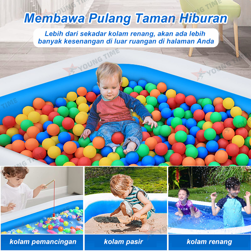 Y&amp;T Kolam Renang Anak Kecil 3 Ring 150*105*50 cm Kolam Mandi Bola Pompa Tiup Inflatable Kolam Balon Anak Baby PVC