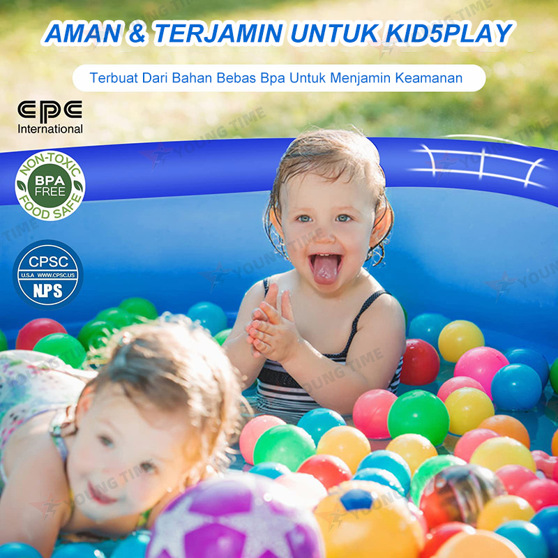 Y&amp;T Kolam Renang Anak Kecil 3 Ring 150*105*50 cm Kolam Mandi Bola Pompa Tiup Inflatable Kolam Balon Anak Baby PVC