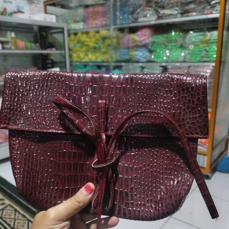 Hand bag tas tangan tanpa tali croco lokal