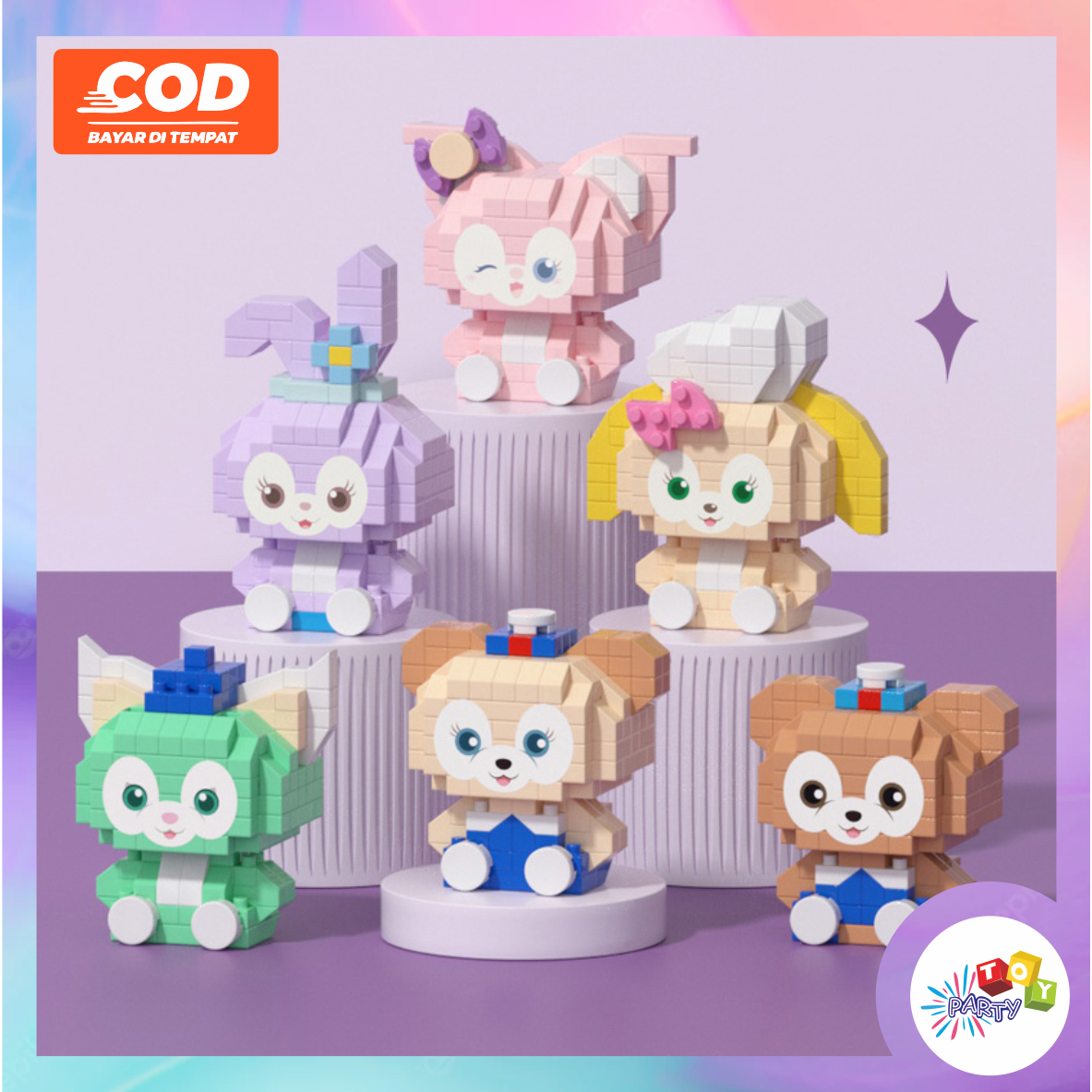 [COD] Mainan Anak Balok Susun Model Roket Barongsai Lotso Shop restoran Mcd BK Starbuk Disney LinaBe