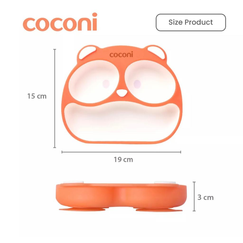 Coconi Panda Divided Silicone Suction Plate | Piring Makan Anak Bayi Silikon perekat Sekat Tiga