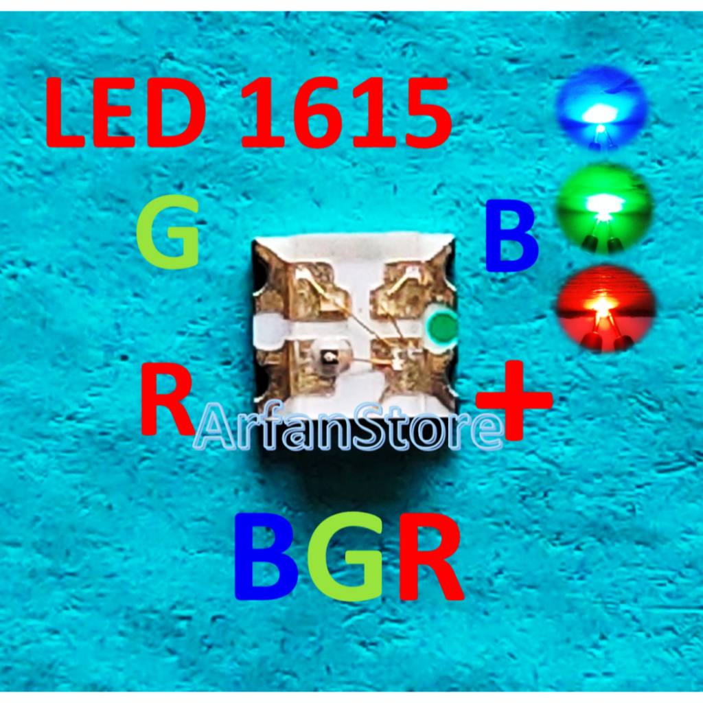 SMD LED 0603 RGB 1615 BGR SMT Ultra Bright Chip Warna Merah Hijau Biru PER 5PCS