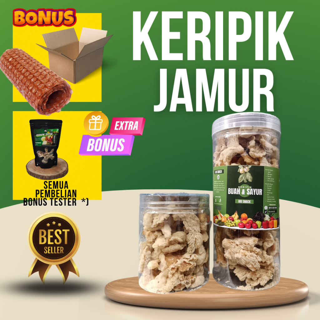 

Keripik Kripik Jamur Tiram Crispy Premium Cemilan Sehat 80gr 100gr 200gr Halal