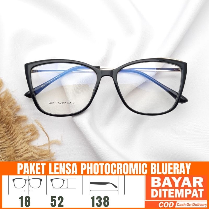 Paket Kacamata 3010 Lensa Antiradiasi Photocromic Blueray