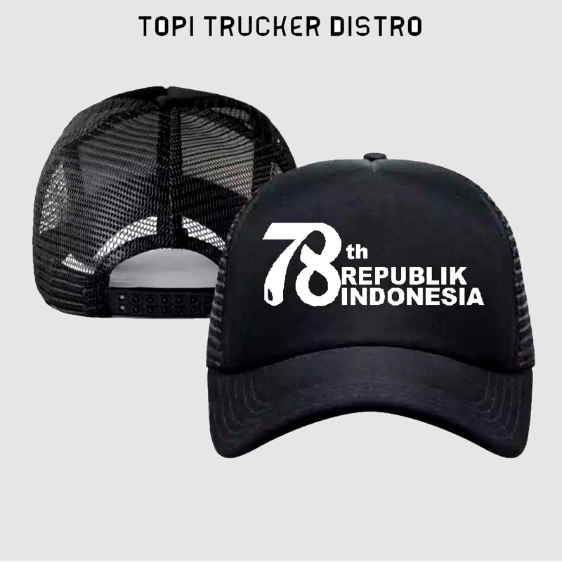 Topi Trucker 78 th REPUBLIK INDONESIA - HITAM