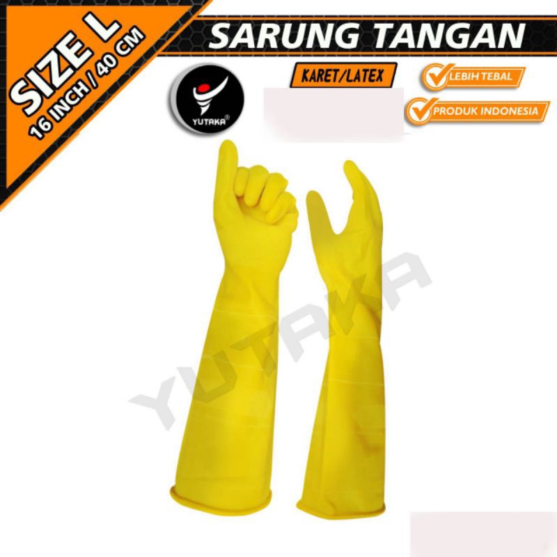 Sarung Tangan Karet 16 Inch YUTAKA kuning/sarung tangan karet cuci piring terlaris