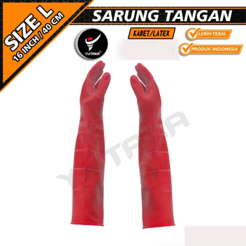 SARUNG TANGAN KARET 16 INCH warna merah