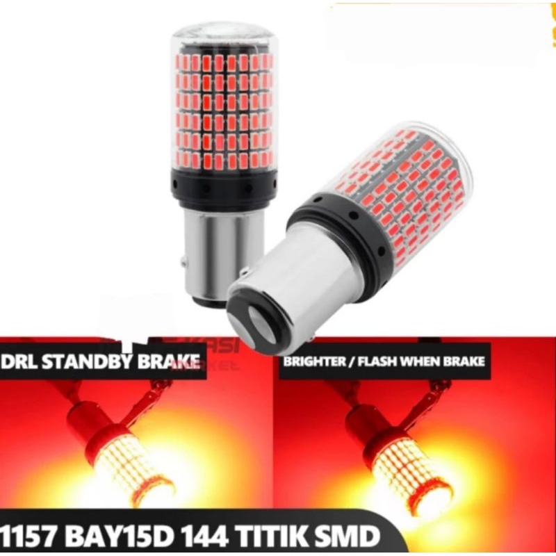 Lampu Stop LED Motor Mobil BAY15D 1157 Senja Rem STROBO