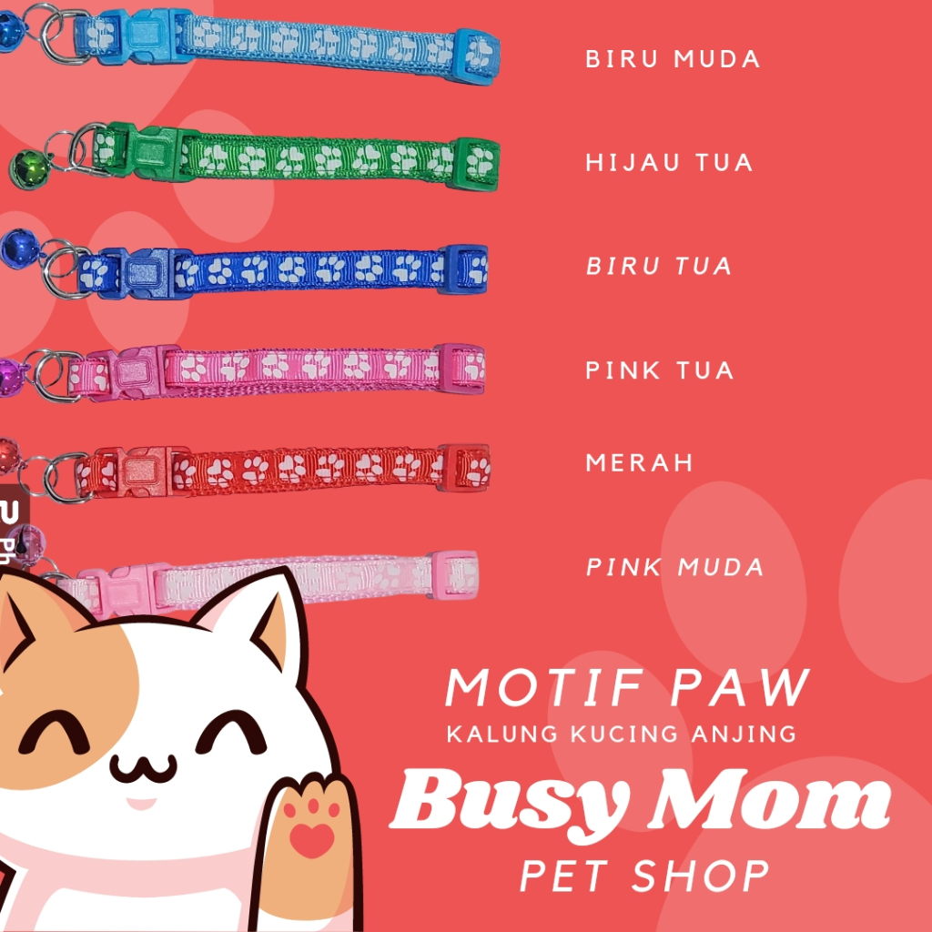 Motif Paw Kalung Lonceng Anjing Kucing Kelinci Musang Dog Cat Rabbit Collar Motif Lucu