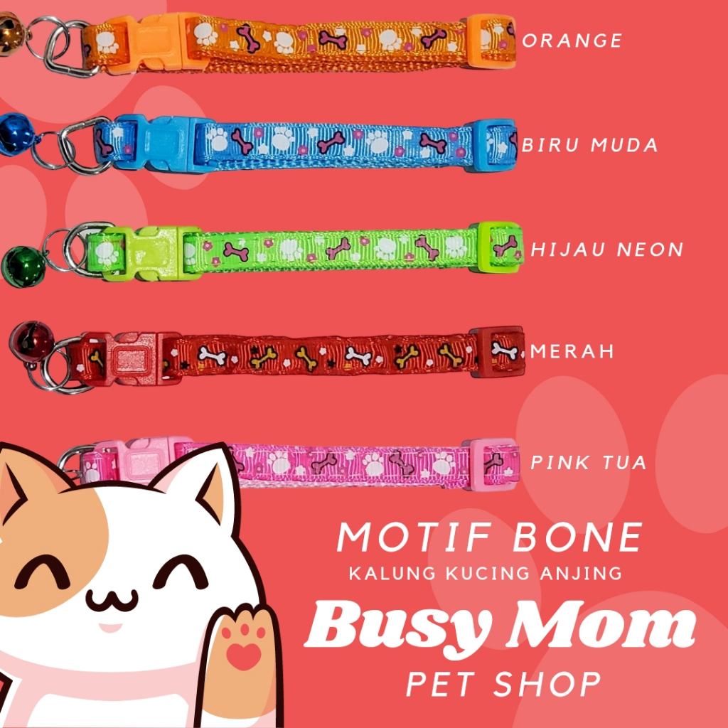 Motif Paw Kalung Lonceng Anjing Kucing Kelinci Musang Dog Cat Rabbit Collar Motif Lucu