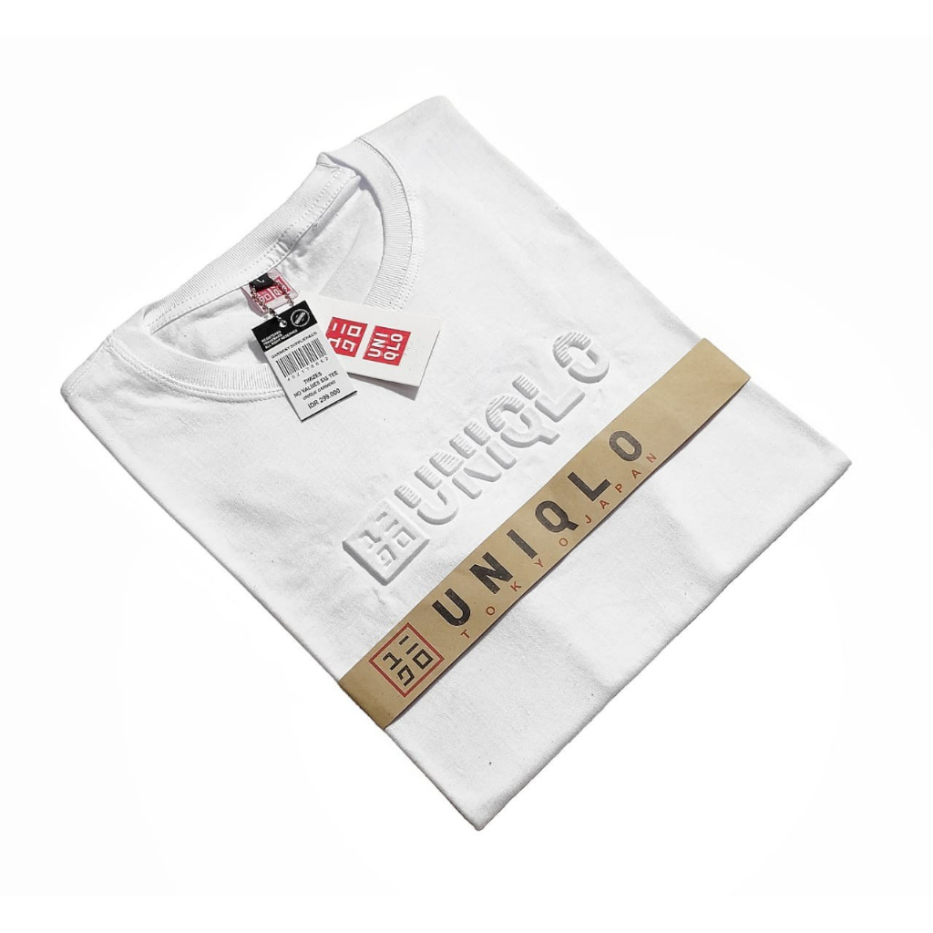 T-Shirt Uniqlo Embos l Kaos Uniqlo Sablon Timbul Putih Premium Quality