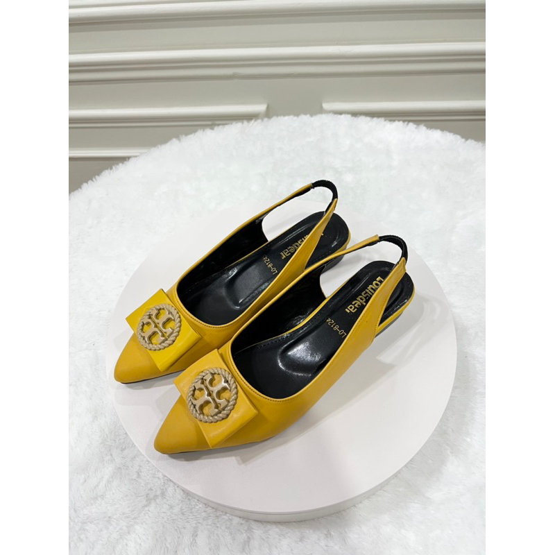 sepatu flat shoes wanita terbaru kekinian pesta LOUISDEAR sepatu flat tali belakang heel 2 cm bahan dove B56 heel