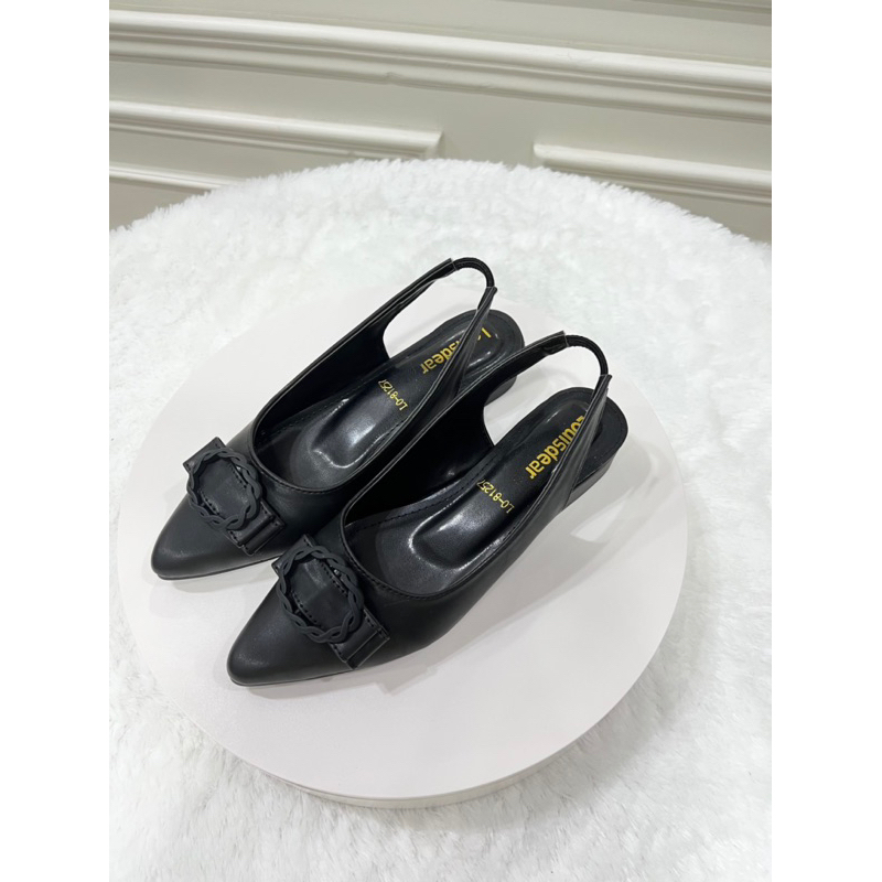 sepatu flat shoes wanita terbaru kekinian pesta LOUISDEAR sepatu flat 2 cm bahan dove tali belakang B77