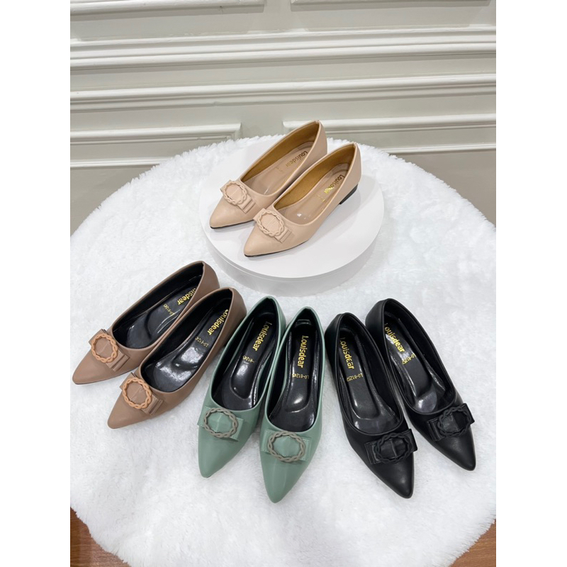 sepatu flat shoes wanita terbaru kekinian LOUISDEAR bahan dove tapak 2 cm B77