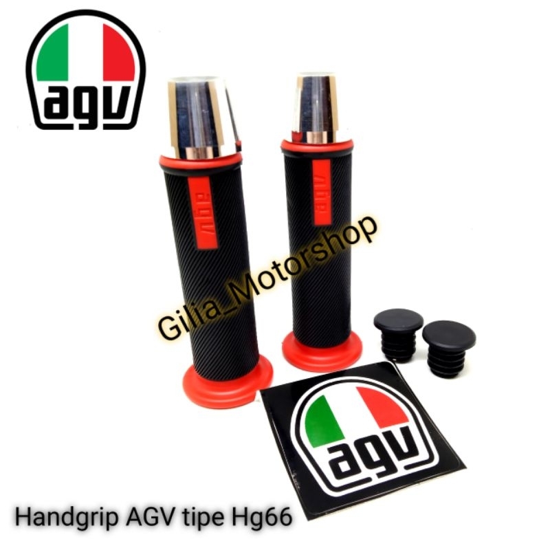 Handgrip Grip Bulu Agv tipe HG66 Model RCB plus Jalu Chrome Motorcycle Universal