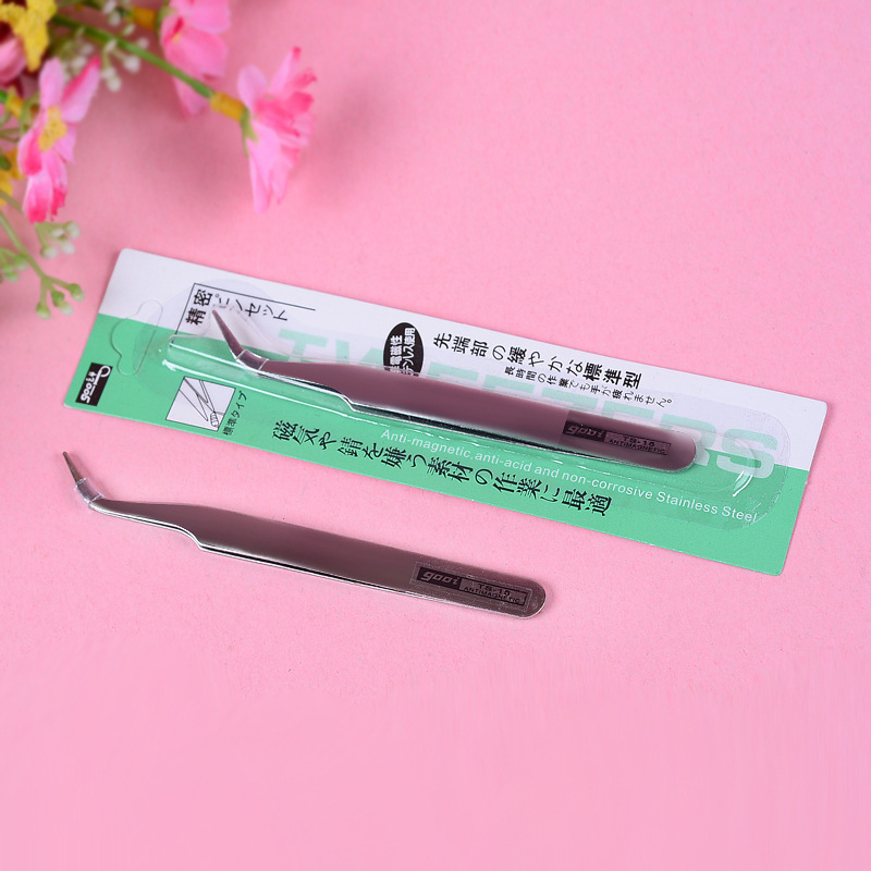 Pinset Bulu Mata Bengkok Pink / Penjepit Tweezers Eyelash Extension / Pen jepit Multifungsi Murah / TV-115