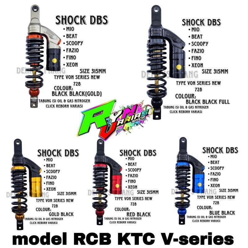 shok shock breaker DBS VON tabung atas mdel KTC/RCB V-series uk 330mm 310mm pnp vario 110 125/150 be