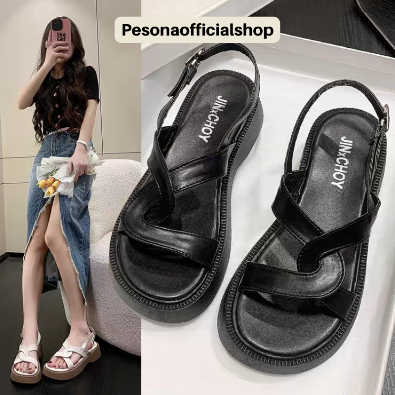 COD POS 570 Sandal Wedges Platfrom Tali Wanita Import Premium Sandal Korea Style