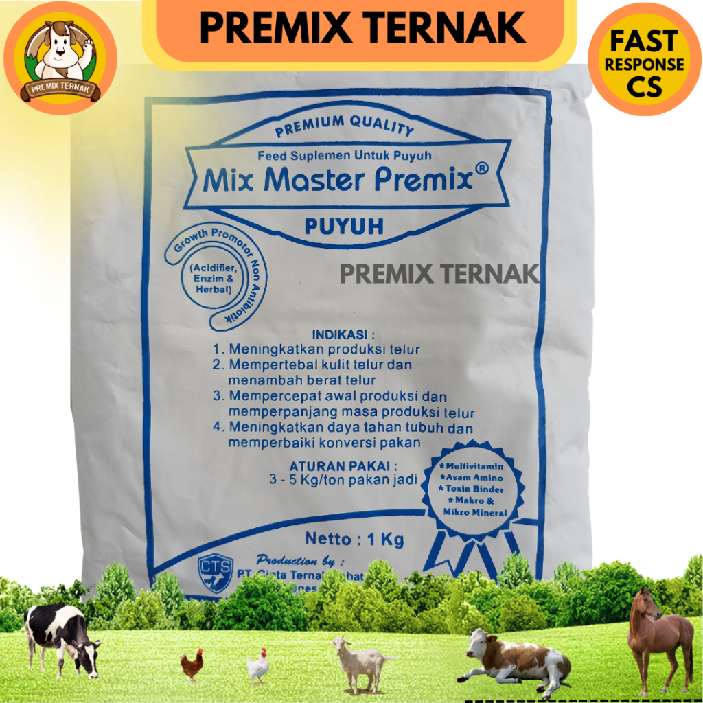 MIX MASTER PREMIX PUYUH 1 kg - Suplemen Pakan Pemacu Produksi Telur Untuk Puyuh