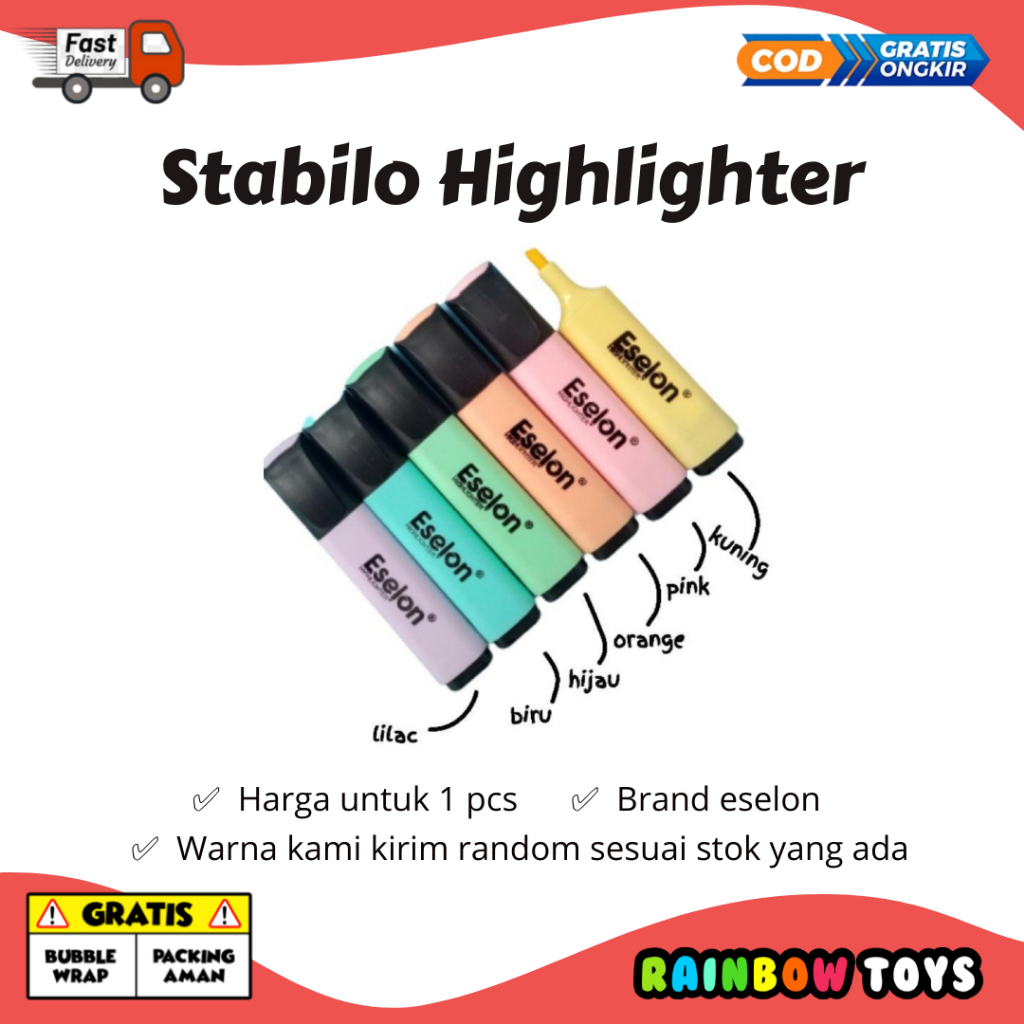 

Alat Tulis Stabilo Highlighter Warna Pastel