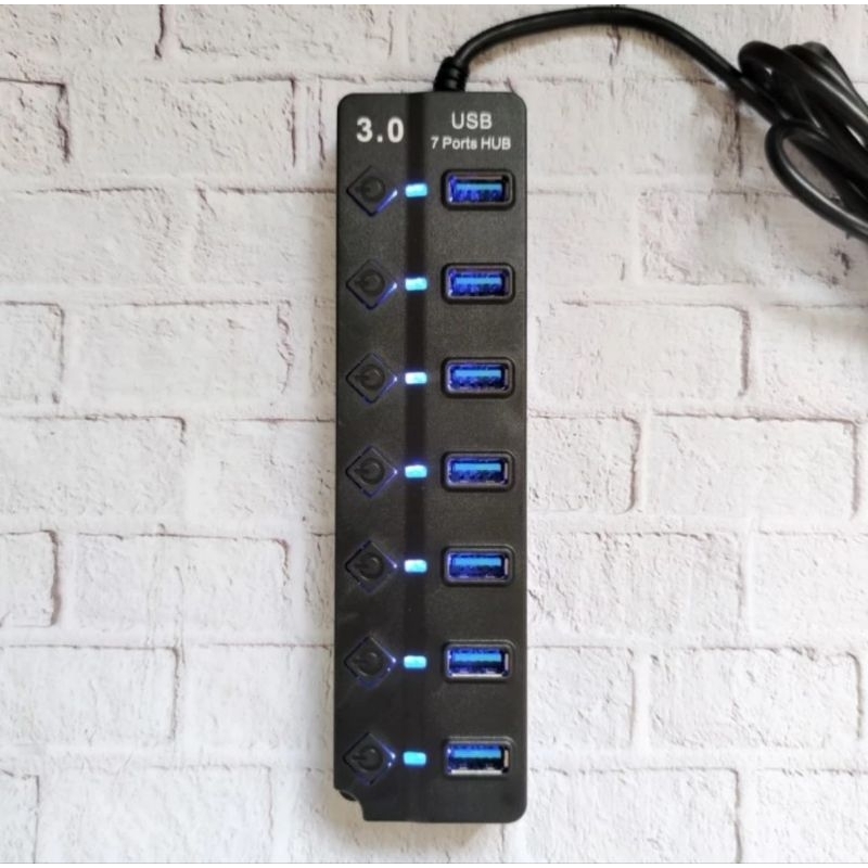 SKU-1308 USB HUB 3.0 7 PORT ON OFF LED PANJANG 1.2METER SUPER SPEED 1.2M