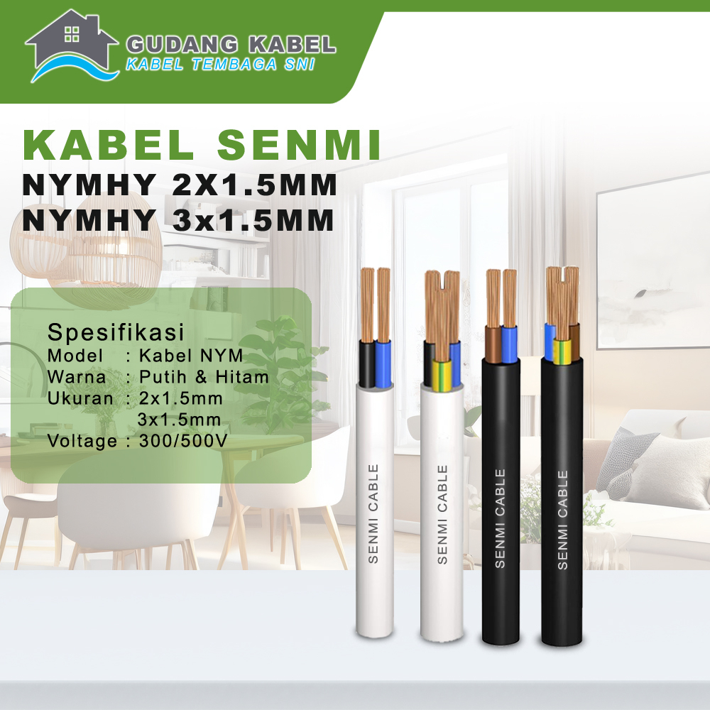 Kabel NYMHY 2x1.5mm 3x1.5mm Senmi / Kabel Tembaga NYMHY Permeter